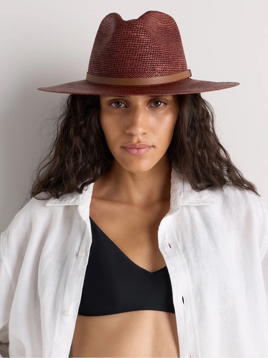 Quince Accessories - Quince Toquilla Straw Crochet Fedora Espresso Brown 59cm Large